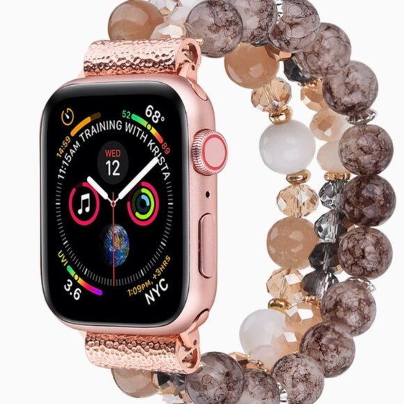 Coffee Pearl Beaded Apple Watch Bracelet - Picture 3 of 5